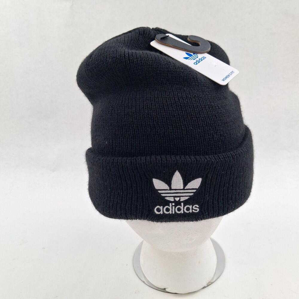 Adidas CW Originals Trefoil Beanie Hat One Size Black Knit Logo Womens Winter
